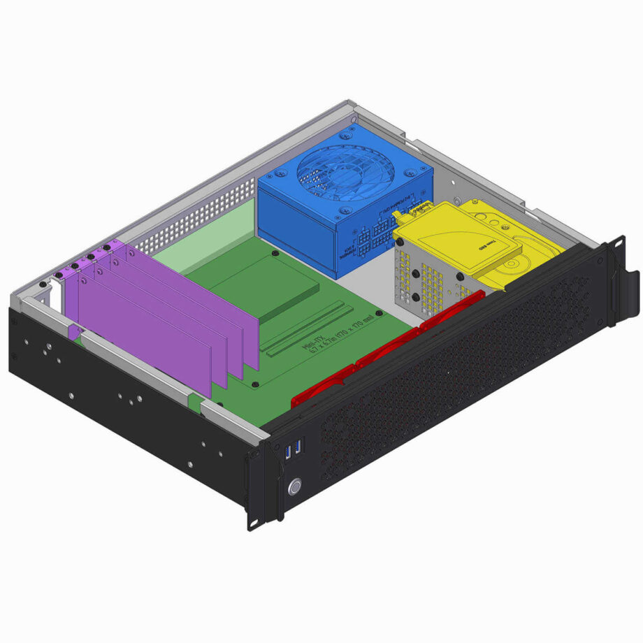 Sliger CX2130x, 2U 13in Rackmount Server Case - 3.5in HDD Cage, MicroATX and SFX PSU Support