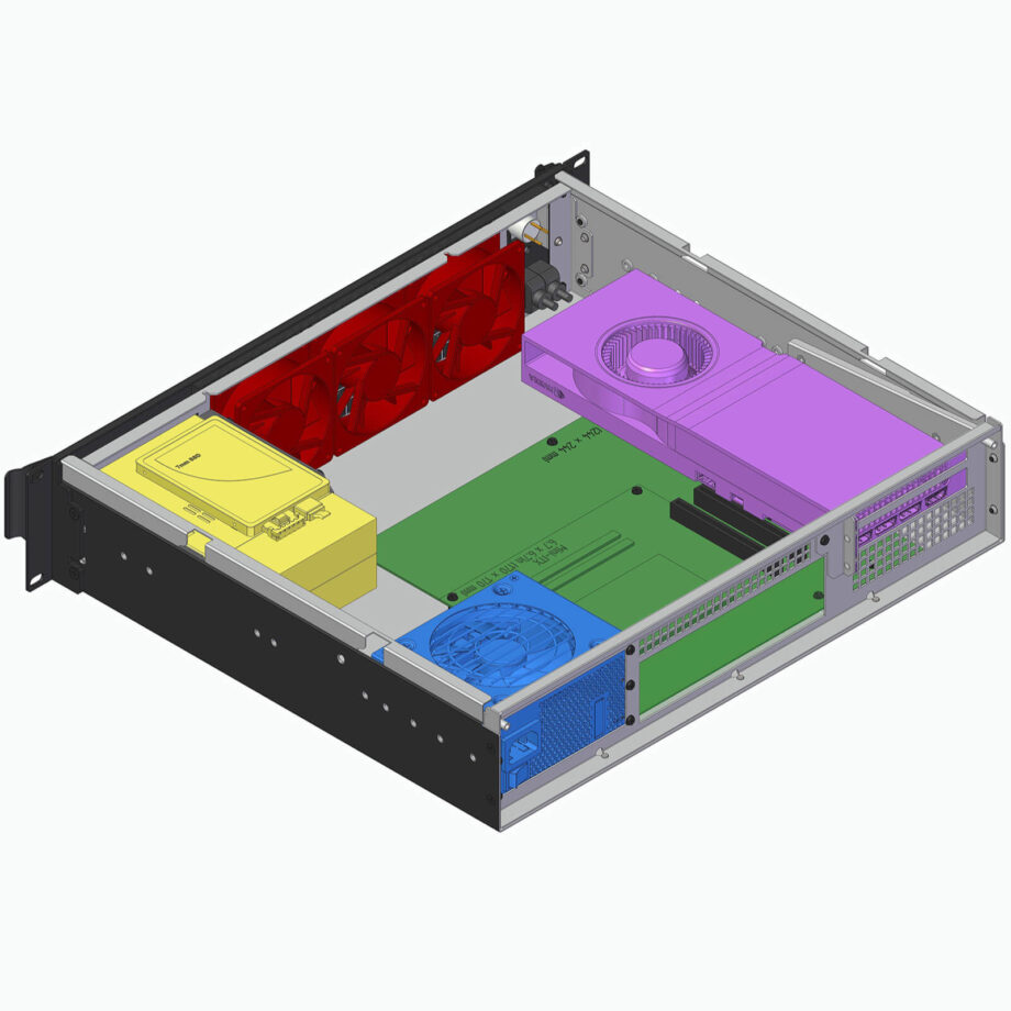 Sliger CX2151c, 2U 15in Rackmount Server Case - 3.5in bay, PCIe 4.0 Riser for 2-Slot GPU, MicroATX and SFX PSU Support