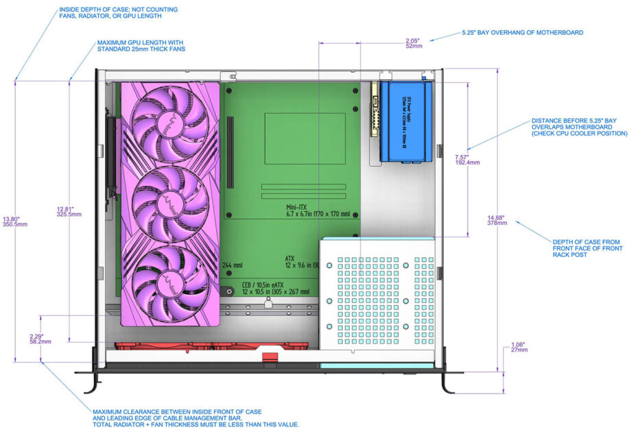 Sliger CX3151i, 3U 15in Rackmount Server Case - Large GPU and 5.25" bay Support