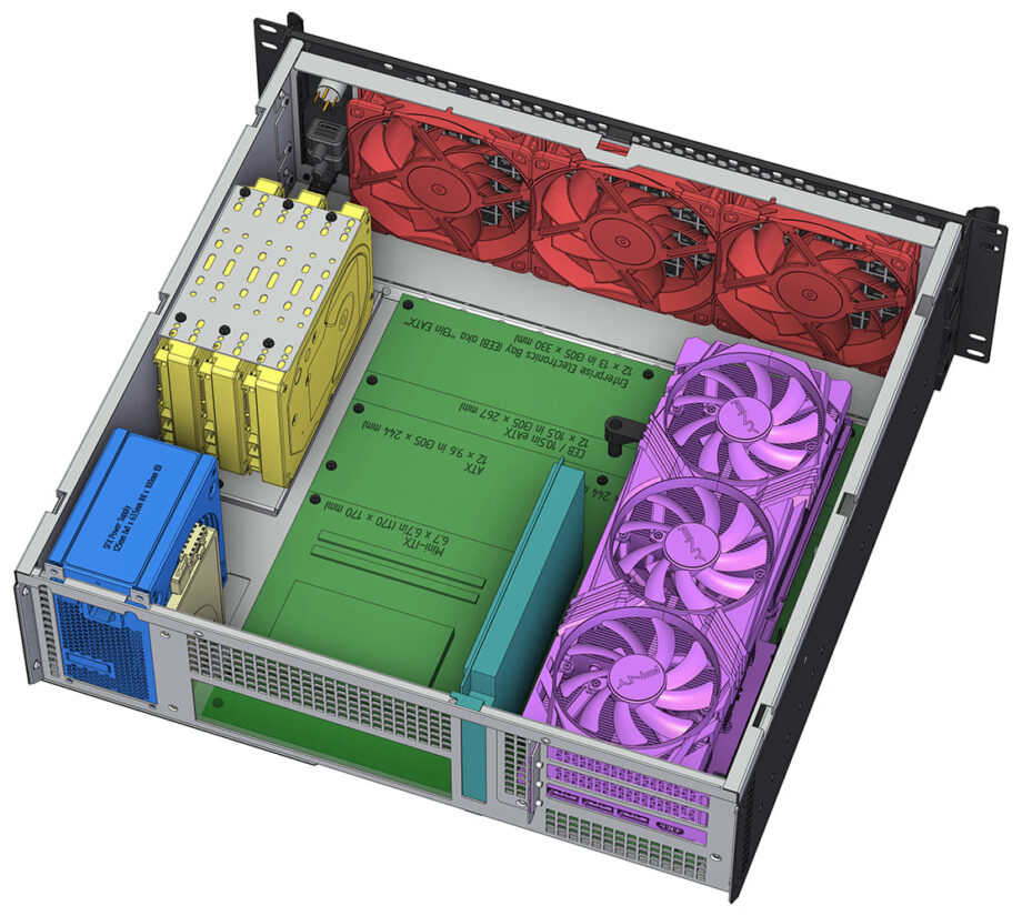 Sliger CX3171a XL, 3U 17in Rackmount Server Case - Large GPU, eATX and 360mm AIO Support