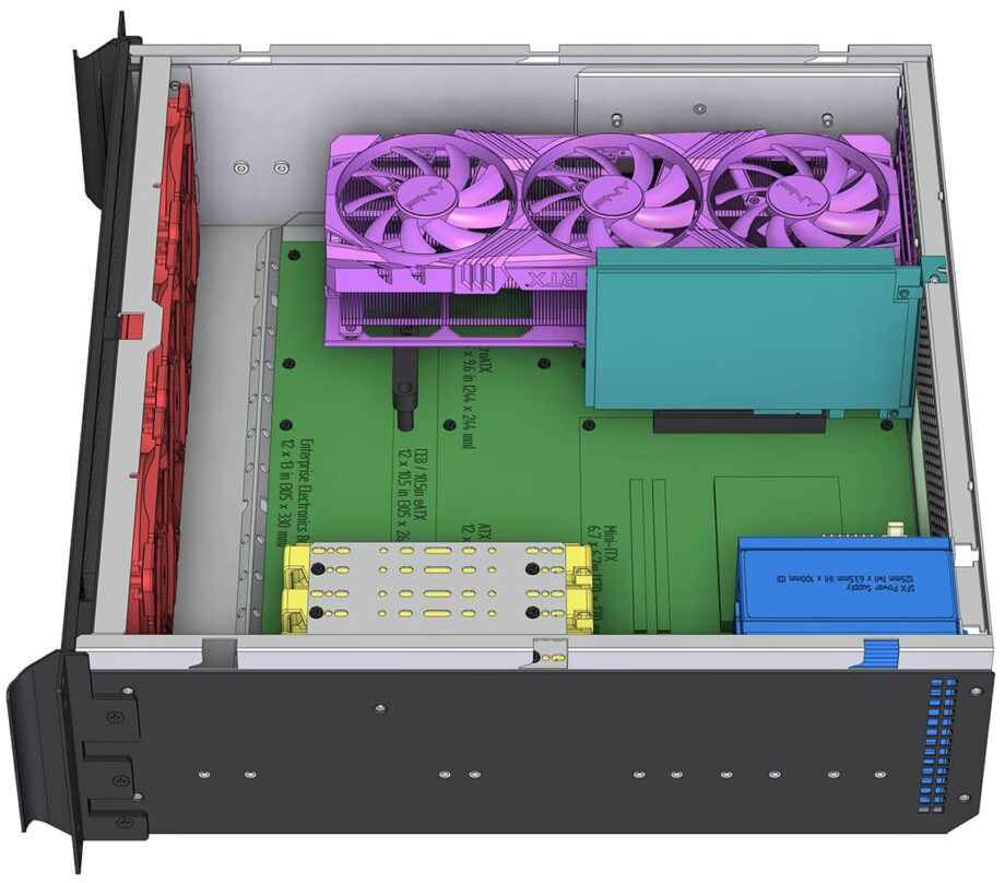 Sliger CX3171a XL, 3U 17in Rackmount Server Case - Large GPU, eATX and 360mm AIO Support