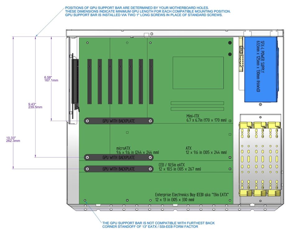 Sliger CX3171a XL, 3U 17in Rackmount Server Case - Large GPU, eATX and 360mm AIO Support