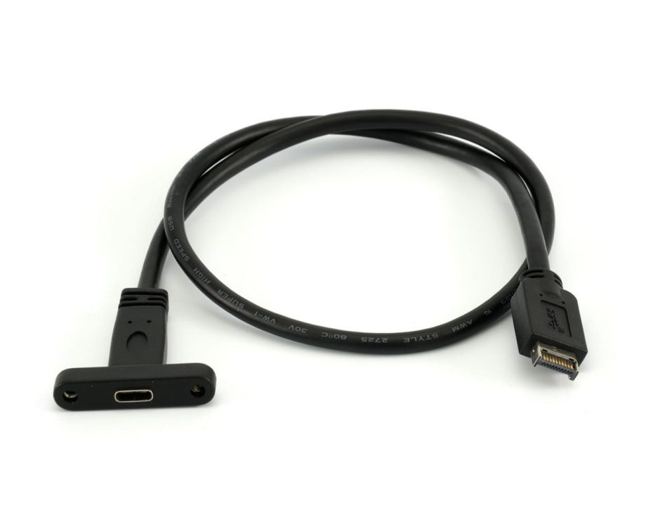 Single USB 3.1 type C Panel Mount Cable 55cm