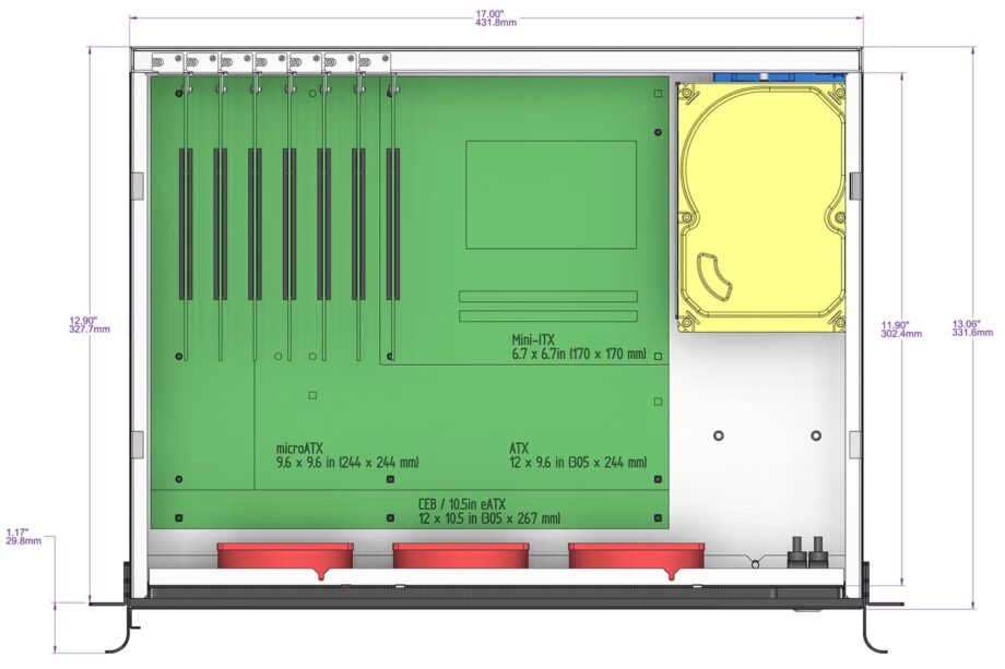 Sliger CX2137b, 2U 13in Rackmount Server Case with Low Profile and eATX Support